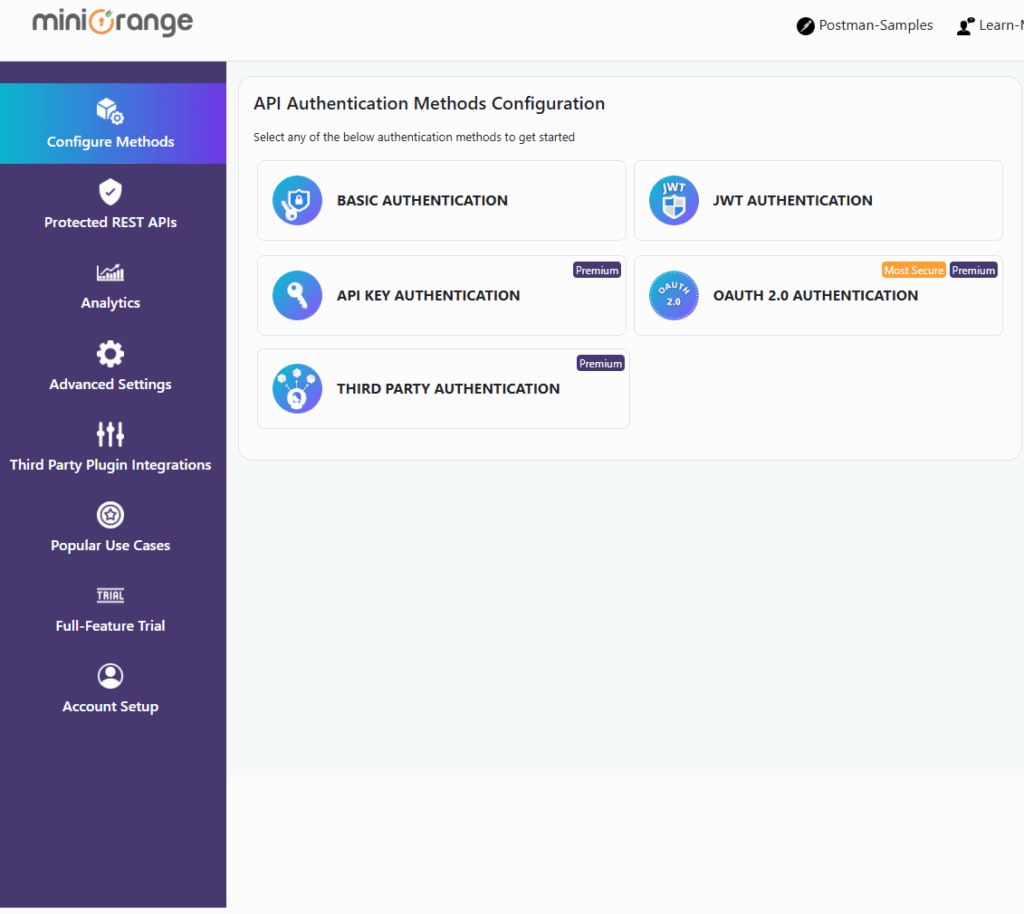 Configurarea miniOrange API Authentication Analytics