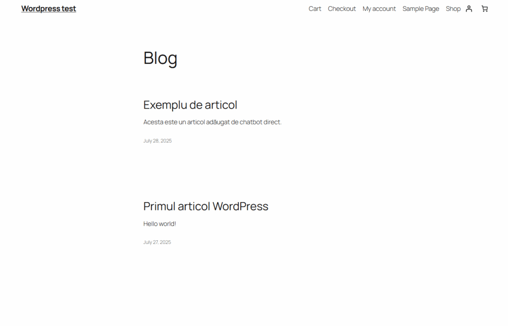 Testarea serverului MCP pentru WordPress: verificare blog WordPress